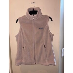 Columbia Benton Springs Fleece Vest light pink Full Zip Mock Neck Womens Medium